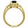 1 Carat Black Diamond Solitaire Engagement Ring with Tapered Etched Band In 14 Karat Yellow Gold Image-3