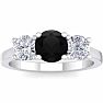 2 Carat Black Diamond Three Stone Ring In 14 Karat White Gold Image-1