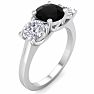 2 Carat Black Diamond Three Stone Ring In 14 Karat White Gold Image-2