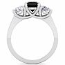 2 Carat Black Diamond Three Stone Ring In 14 Karat White Gold Image-3