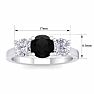 2 Carat Black Diamond Three Stone Ring In 14 Karat White Gold Image-5
