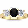 2 Carat Black Diamond Three Stone Ring In 14 Karat Yellow Gold Image-1
