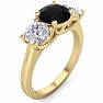 2 Carat Black Diamond Three Stone Ring In 14 Karat Yellow Gold Image-2