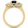 2 Carat Black Diamond Three Stone Ring In 14 Karat Yellow Gold Image-3