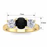 2 Carat Black Diamond Three Stone Ring In 14 Karat Yellow Gold Image-5