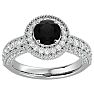 2 1/2 Carat Black Diamond Halo Engagement Ring In 14 Karat White Gold Image-1