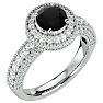 2 1/2 Carat Black Diamond Halo Engagement Ring In 14 Karat White Gold Image-2