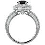 2 1/2 Carat Black Diamond Halo Engagement Ring In 14 Karat White Gold Image-3