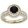 2 1/2 Carat Black Diamond Halo Engagement Ring In 14 Karat Yellow Gold Image-1