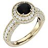 2 1/2 Carat Black Diamond Halo Engagement Ring In 14 Karat Yellow Gold Image-2