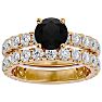 3 1/2 Carat Round Black Diamond Bridal Set In 14 Karat Yellow Gold Image-1