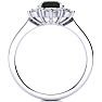 3/4 Carat Round Shape Flower Halo Black Diamond Engagement Ring In 14K White Gold Image-3