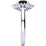 3/4 Carat Round Shape Flower Halo Black Diamond Engagement Ring In 14K White Gold Image-4