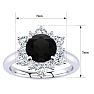3/4 Carat Round Shape Flower Halo Black Diamond Engagement Ring In 14K White Gold Image-5