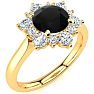3/4 Carat Round Shape Flower Halo Black Diamond Engagement Ring In 14K Yellow Gold Image-2