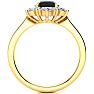 3/4 Carat Round Shape Flower Halo Black Diamond Engagement Ring In 14K Yellow Gold Image-3