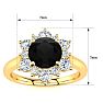 3/4 Carat Round Shape Flower Halo Black Diamond Engagement Ring In 14K Yellow Gold Image-5