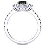 1 Carat Round Shape Flower Halo Black Diamond Engagement Ring In 14K White Gold Image-3