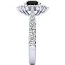 1 Carat Round Shape Flower Halo Black Diamond Engagement Ring In 14K White Gold Image-4