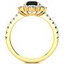 1 Carat Round Shape Flower Halo Black Diamond Engagement Ring In 14K Yellow Gold Image-3