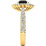 1 Carat Round Shape Flower Halo Black Diamond Engagement Ring In 14K Yellow Gold Image-4