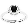 3/4 Carat Halo Black Diamond Engagement Ring In 14 Karat White Gold Image-1
