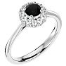 3/4 Carat Halo Black Diamond Engagement Ring In 14 Karat White Gold Image-2