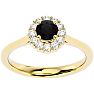 3/4 Carat Halo Black Diamond Engagement Ring In 14 Karat Yellow Gold Image-1