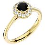 3/4 Carat Halo Black Diamond Engagement Ring In 14 Karat Yellow Gold Image-2