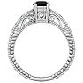 1/2 Carat Black Diamond Solitaire Engagement Ring with Tapered Etched Band In 14 Karat White Gold Image-3