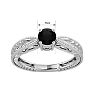 1/2 Carat Black Diamond Solitaire Engagement Ring with Tapered Etched Band In 14 Karat White Gold Image-5