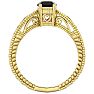 1/2 Carat Black Diamond Solitaire Engagement Ring with Tapered Etched Band In 14 Karat Yellow Gold Image-3