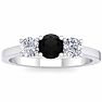1 Carat Black Diamond Three Stone Ring In 14 Karat White Gold Image-1
