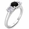 1 Carat Black Diamond Three Stone Ring In 14 Karat White Gold Image-2