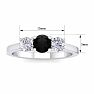 1 Carat Black Diamond Three Stone Ring In 14 Karat White Gold Image-5
