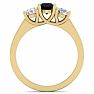 1 Carat Black Diamond Three Stone Ring In 14 Karat Yellow Gold Image-3