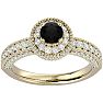 1 1/2 Carat Black Diamond Halo Engagement Ring In 14 Karat Yellow Gold Image-1