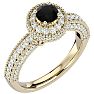 1 1/2 Carat Black Diamond Halo Engagement Ring In 14 Karat Yellow Gold Image-2