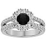 2 1/4 Carat Black Diamond Halo Engagement Ring In 14 Karat White Gold Image-1
