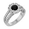 2 1/4 Carat Black Diamond Halo Engagement Ring In 14 Karat White Gold Image-2