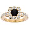 2 1/2 Carat Black Diamond Halo Engagement Ring In 14 Karat Yellow Gold Image-1