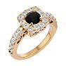 2 1/2 Carat Black Diamond Halo Engagement Ring In 14 Karat Yellow Gold Image-2
