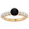1 3/4 Carat Black Diamond Engagement Ring In 14 Karat Yellow Gold Image-1