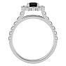 1 1/2 Carat Halo Black Diamond Engagement Ring In 14 Karat White Gold Image-3