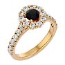 1 1/2 Carat Halo Black Diamond Engagement Ring In 14 Karat Yellow Gold Image-2