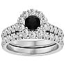 2 Carat Halo Black Diamond Bridal Set In 14 Karat White Gold Image-1