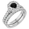 2 Carat Halo Black Diamond Bridal Set In 14 Karat White Gold Image-2