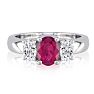 1/2ct Fine Quality Ruby and Oval Diamond Ring in 14k White Gold Image-1