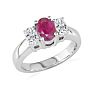 1/2ct Fine Quality Ruby and Oval Diamond Ring in 14k White Gold Image-2
