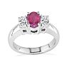 1/2ct Fine Quality Ruby and Oval Diamond Ring in 14k White Gold Image-3